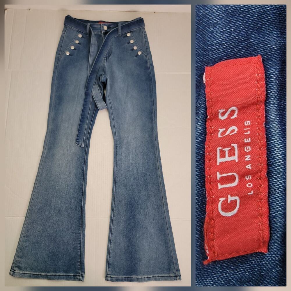 Guess Stretch Denim Flare Jeans SZ 27X32 High Rise 70"s Inspo Retro Nautical